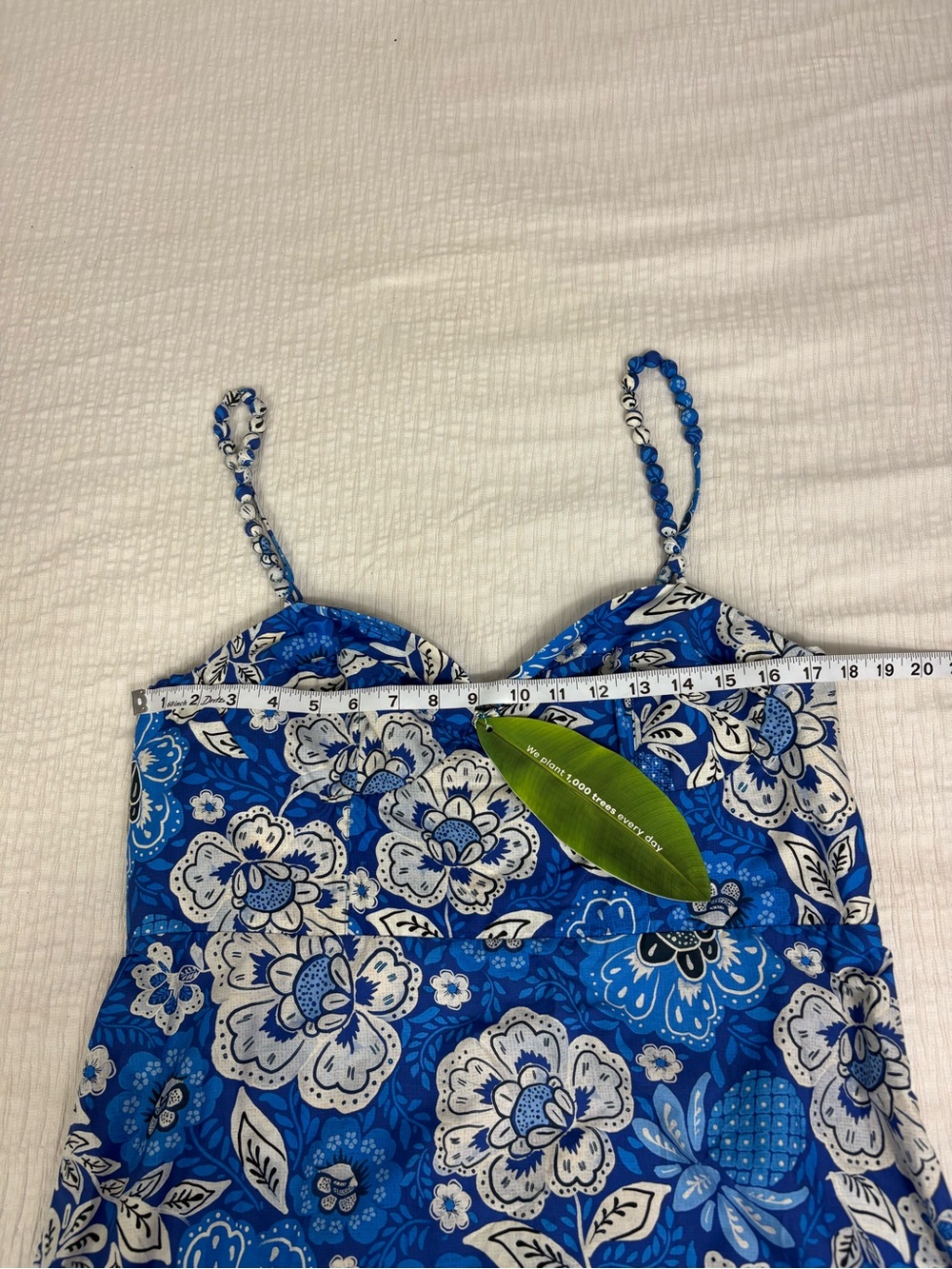 FARM Rio Blue & White Floral Tiered Sundress with Spaghetti Straps - Picture 9 of 11